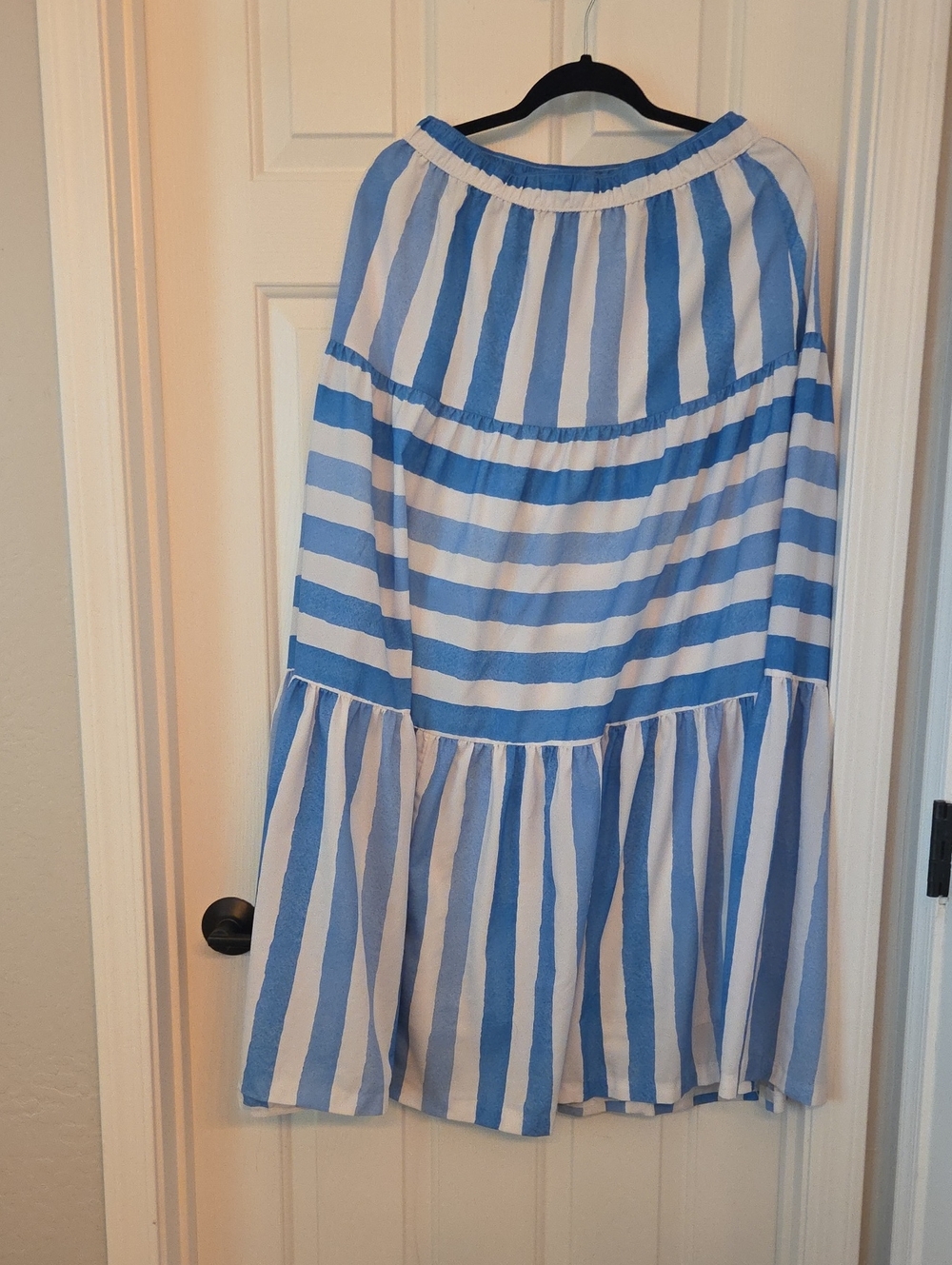 Vineyard Vines Sky Blue & White Vertical Stripe Maxi Skirt